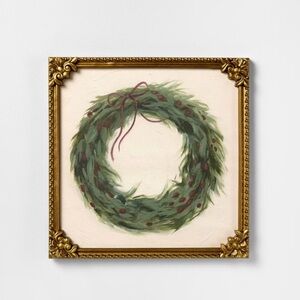 16x16 Red Ribbon Wreath Framed Wall Art - Threshold Studio McGee